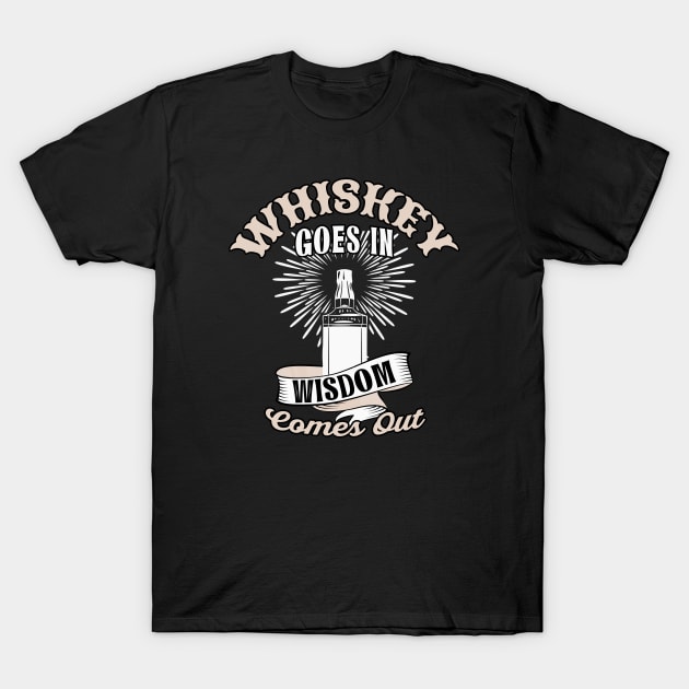 Whiskey goes in Wisdom comes out T-Shirt by Foxxy Merch